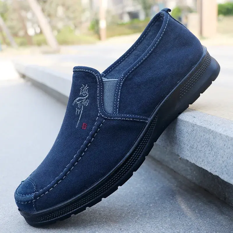 2025 Spring Polyurethane Men Shoes Old Beijing Cloth Shoes Canvas  Men Sports Casual  Breathable Work