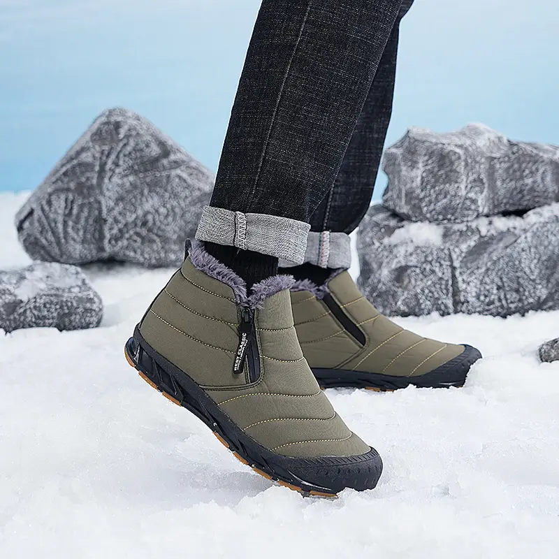 2025Men's Sneakers Warm Cotton Zipper Snow Ankle Boots Casual Shoes Designer Shoes Waterproof Snow Boots Mid-top Snow Boots