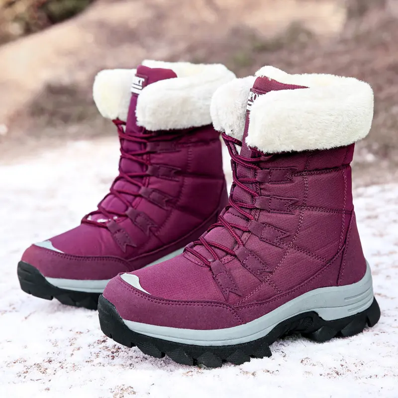 Winter Snow Boots Womens Non Slip Outdoor Waterproof Mid Calf Boots with Warm Faux Fur Lined Fashion Shoes 2025