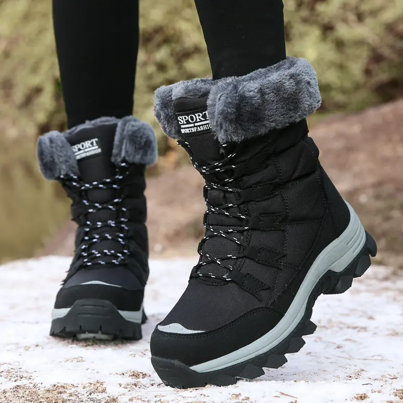Winter Snow Boots Womens Non Slip Outdoor Waterproof Mid Calf Boots with Warm Faux Fur Lined Fashion Shoes 2025