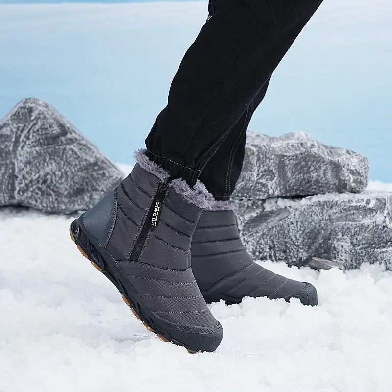 2025Men's Sneakers Warm Cotton Zipper Snow Ankle Boots Casual Shoes Designer Shoes Waterproof Snow Boots Mid-top Snow Boots