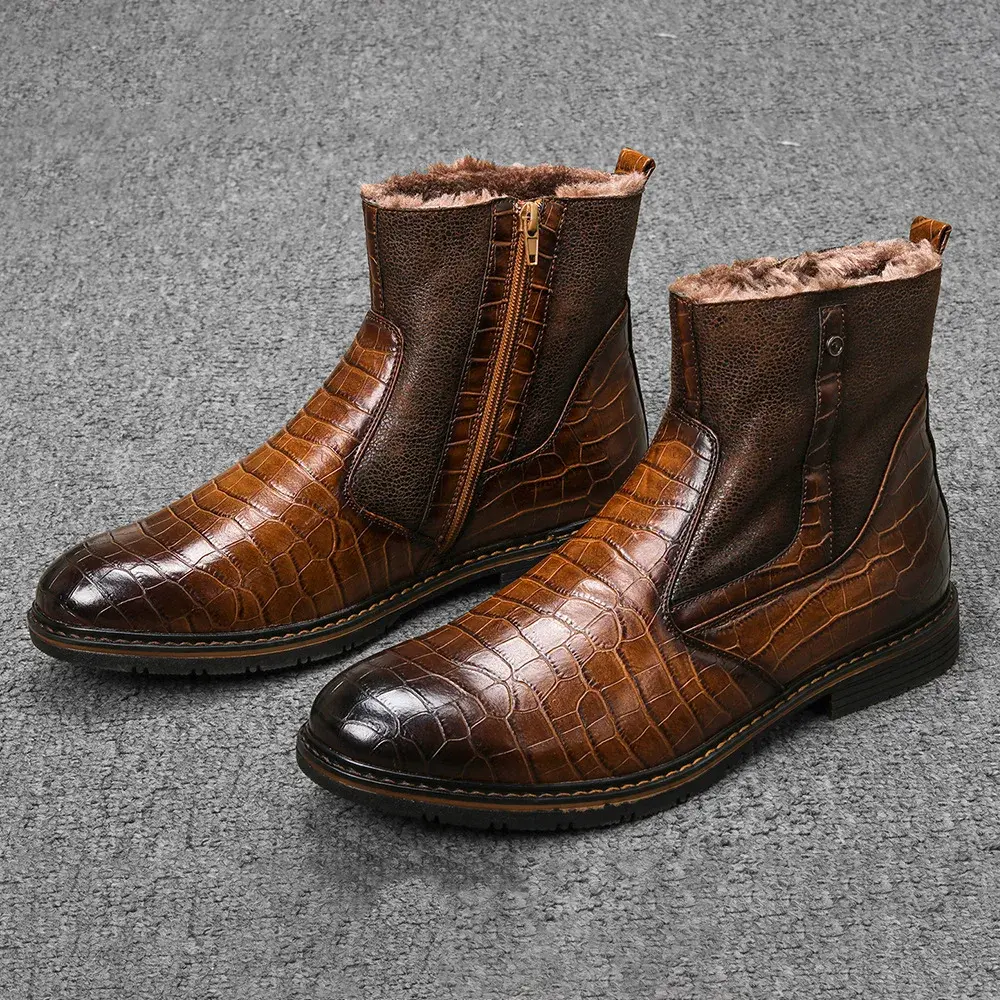 40-45 Winter Boots Warm 2021 Leather Non-Slip snow boots men Winter Shoes