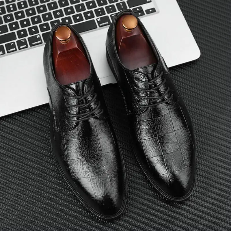Handmade Italian Style Retro Men Leather Dress Formal Business Oxfords Shoes Men's  Party Shoes Big size