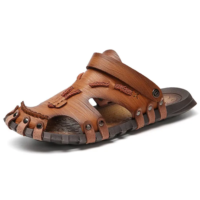 Microfiber Leather Summer Breathable Casual Slip On Flat Mens Sandals Beach Sandal Man Shoes Sandles Sandalen Heren Comfort Soft