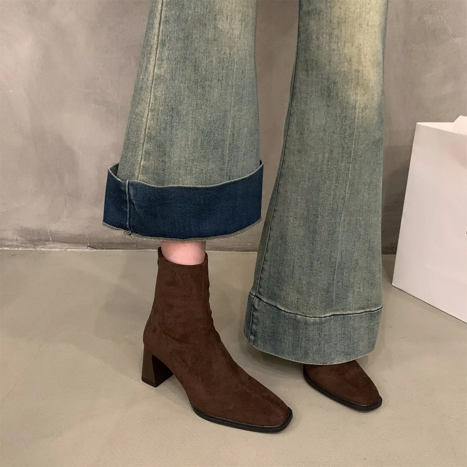 Vintage Thick Heel Square Toe Women Ankle Boots Ladies Elegant Mordern Short Botas Autumn Winter Zapatos De Mujer 2025