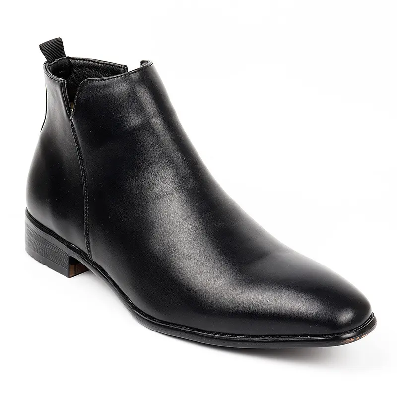 Man Mid Calf Boots Men Zipper Chunky Heels Female Footwear  Leather Short Boots Fashion Men's Shoes Botas De Mujer