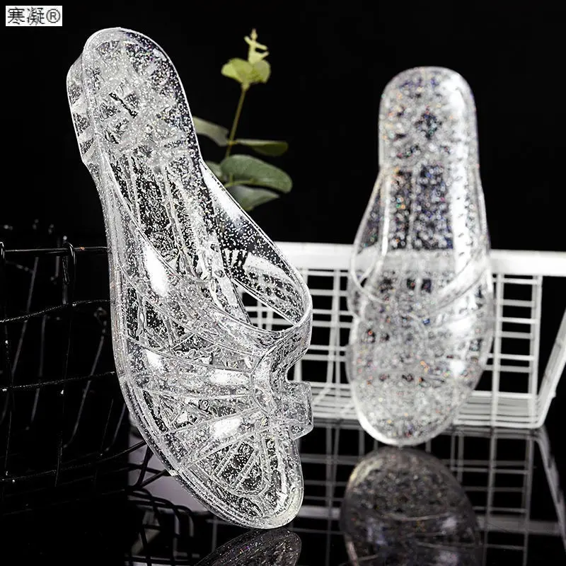 2023Sandals Shoes Women Transparent Jelly Slippers Female Beach Slides For Ladies shoes and Sandals Size White Orange Red