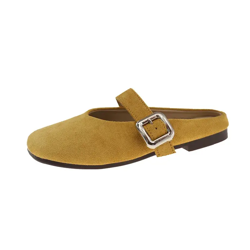2025 Spring Retro Single Shoes Comfortable Rubber Bottom Ladies Sandals Wider Toe Box Ballerina Slippers Style