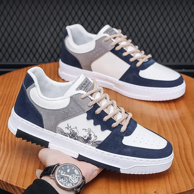 2023 New Fashion Sneakers Low Top Trend Canvas Shoes for Men Geometric Street Style Casual Shoes Skateboarding Sneakers
