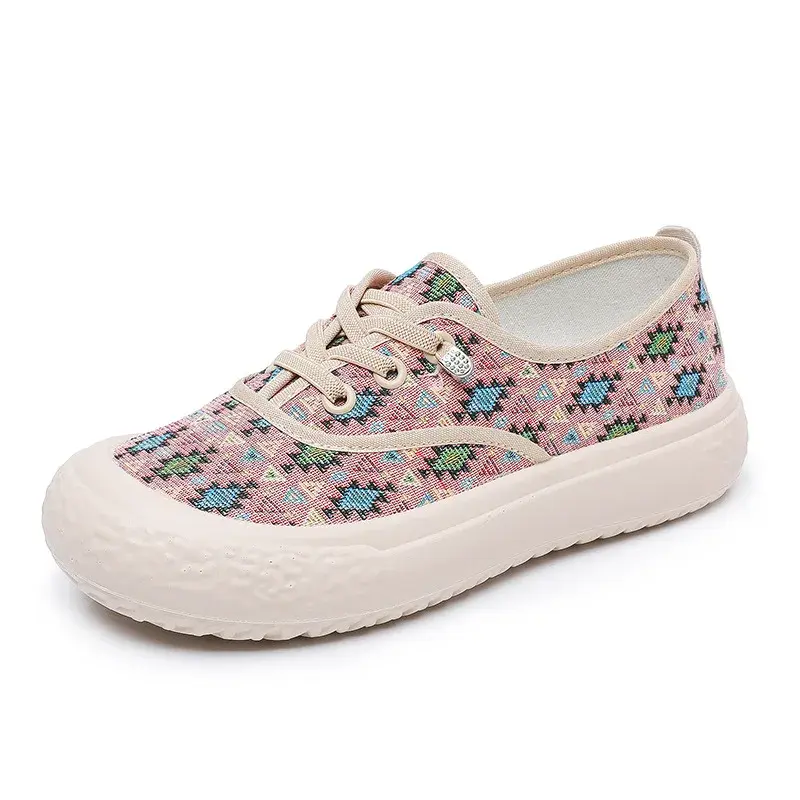 Women's Thick Soled Canvas Shoes Spring Fashion Casual Slip-on Flats Soft Sole Sneakers Women Comfortable Non Slip Walking Shoes