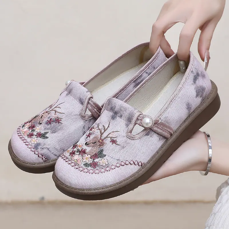 Flat Summer Ladies Footwear with Bow Pink Women's Shoes Slip on Harajuku Fashion Design Japanese  Style Casual 2025