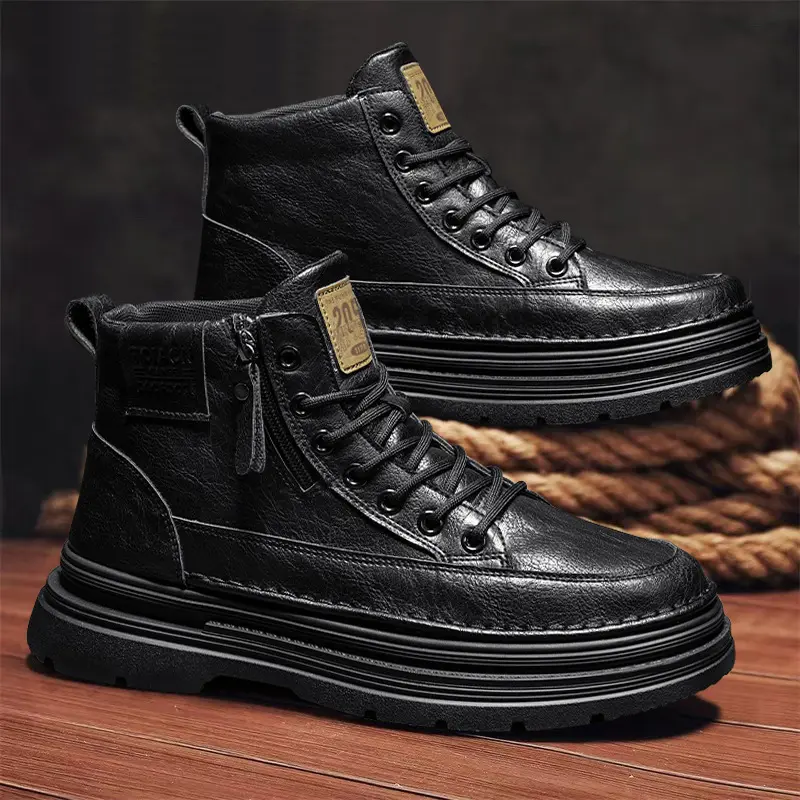 Men's high top boots new casual fashion comfort casual boots wear-resistant height increasing versatile high top workwear boots