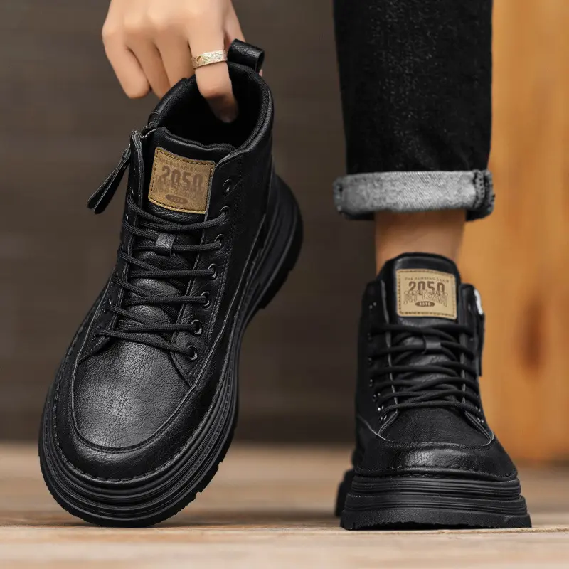 Men's high top boots new casual fashion comfort casual boots wear-resistant height increasing versatile high top workwear boots