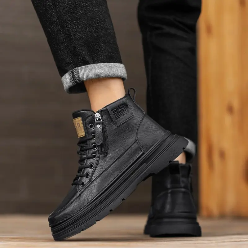 Men's high top boots new casual fashion comfort casual boots wear-resistant height increasing versatile high top workwear boots