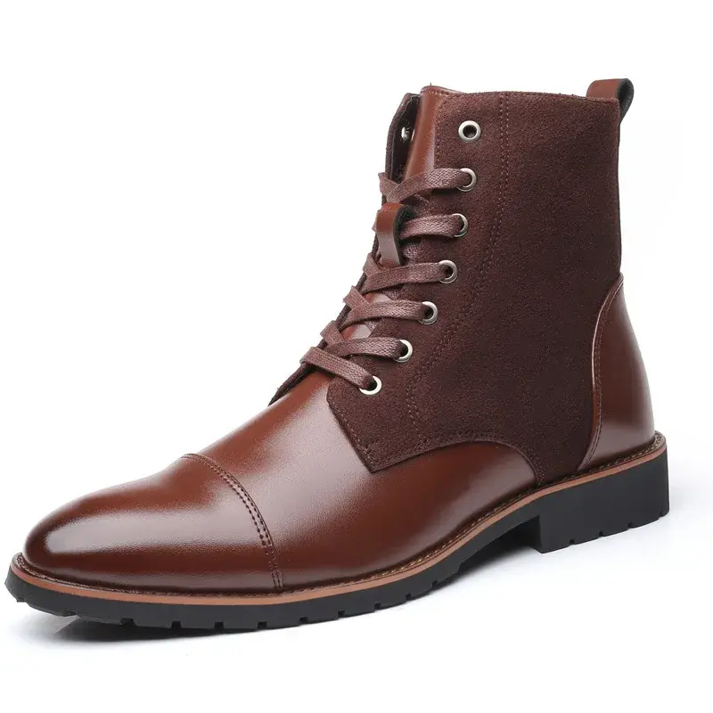 Designer Fashion Casual Boots for Men Big Size Solid Color Lace Autumn Winter Ankle Boots Male Designer Leather Shoes Male2025