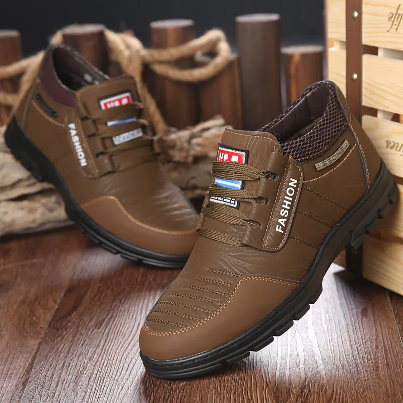 Men Boots Leisure Leather Luxury Casual Shoes Mens Sneakers Keep Warm Snow Boots Non-slip Men Cotton Boots Bota Masculina