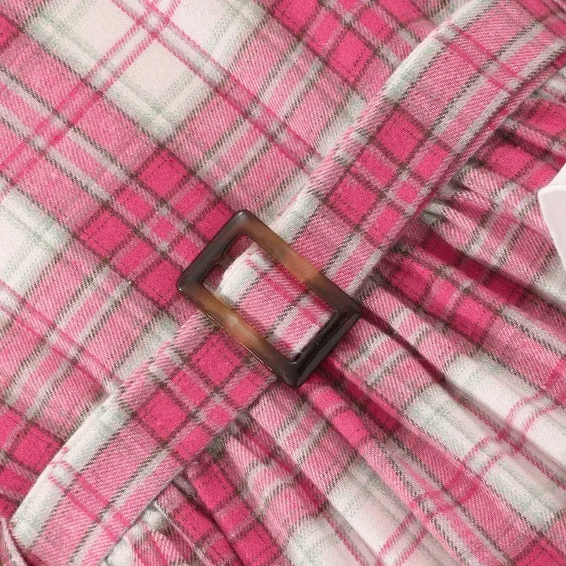 Girls' Dresses 2024 Winter Graceful Long Sleeve Soft Ventilate Children Dress Plaid Belt Timeless Big Girls Clothes 8-12 Years