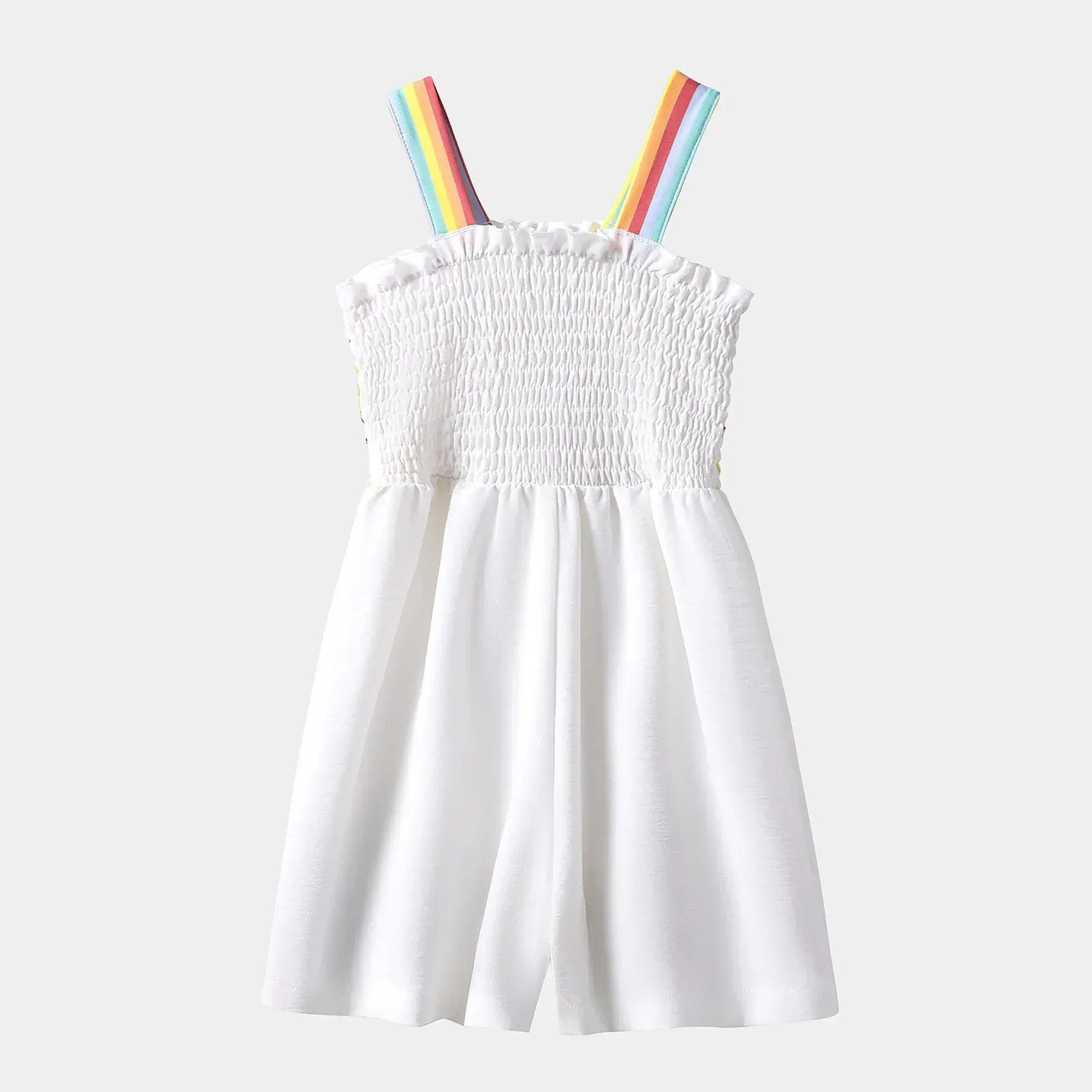 Children's Overalls Romper Girl Summer Toddler Bodysuit White Rainbow Jumpsuit and Monkeys for Children Colorful Floral Strap