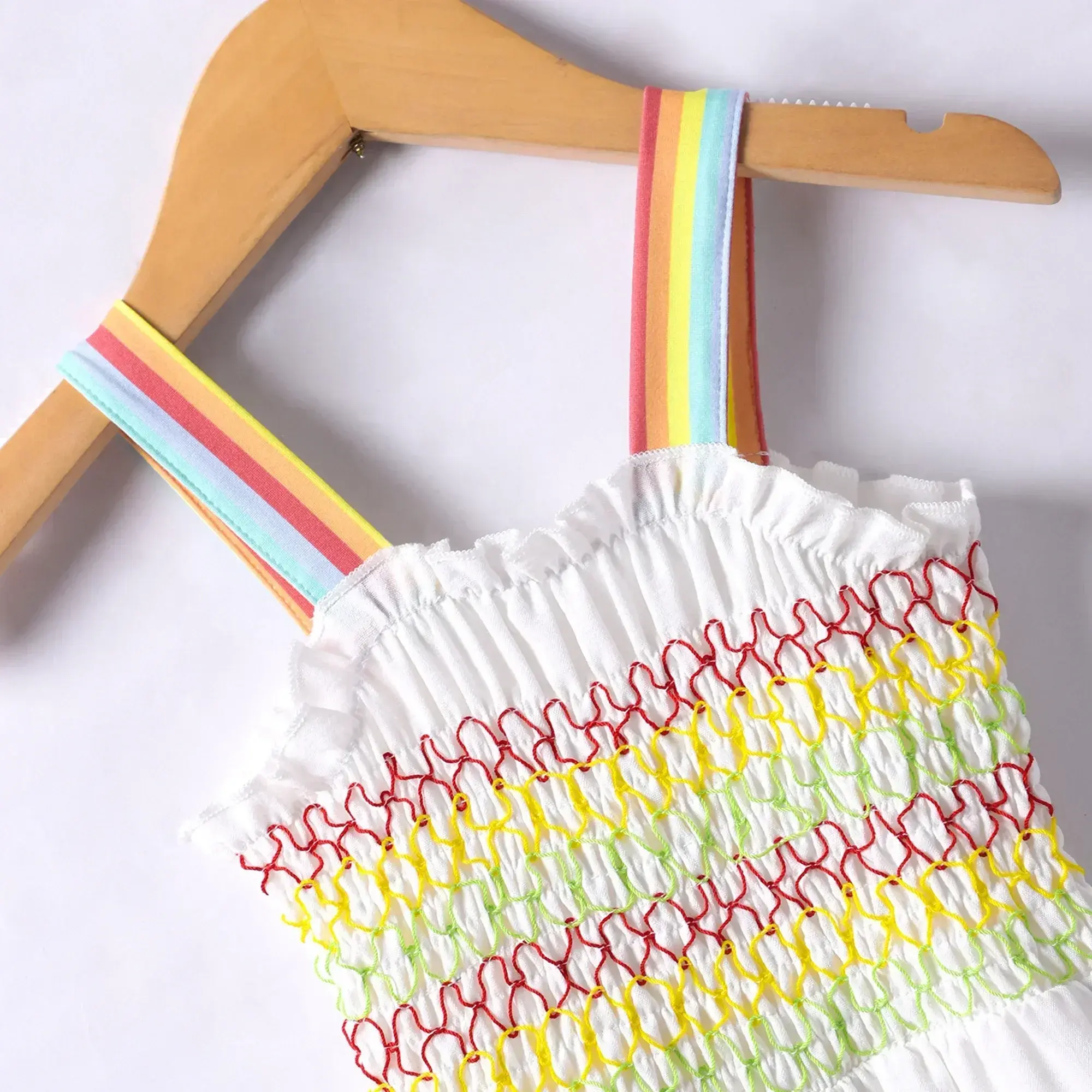 Children's Overalls Romper Girl Summer Toddler Bodysuit White Rainbow Jumpsuit and Monkeys for Children Colorful Floral Strap