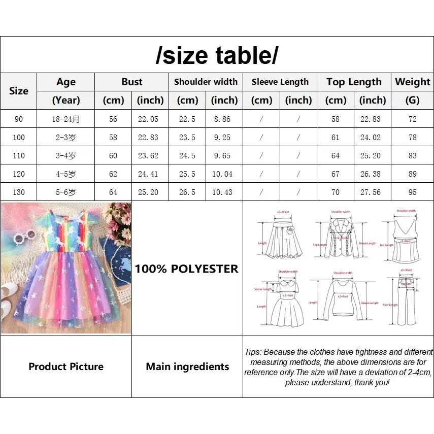 Girl Dresses 2024 Baby Mesh Rainbow Summer Short Sleeve Princess Dress for 1 2 3 4 5 6 Years Old Kids