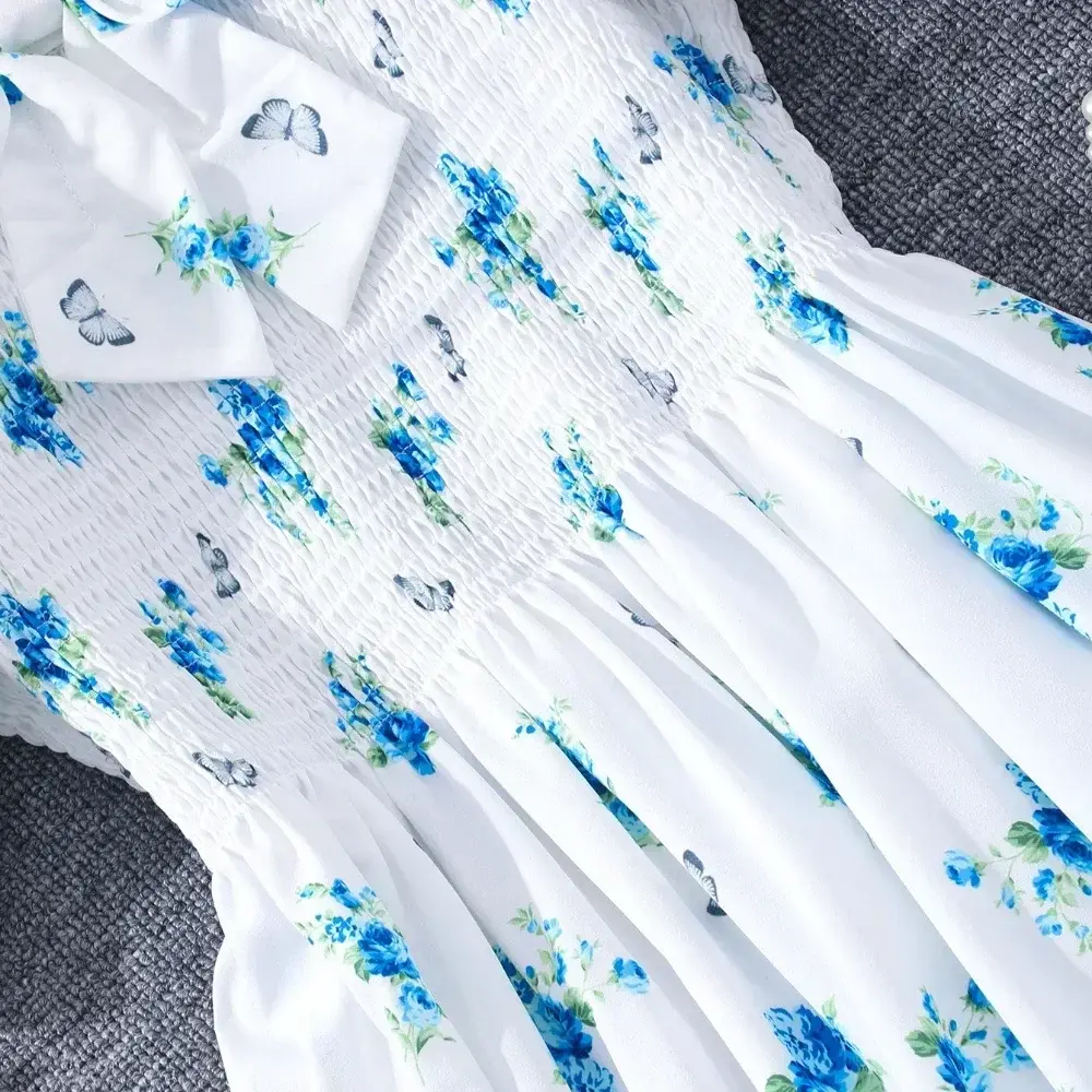 New Girl Clothes Summer Short Teen Dresses Elegant Kids Dress Big Floral Party Girls 13 14 15 16 Years Old Long Fashion
