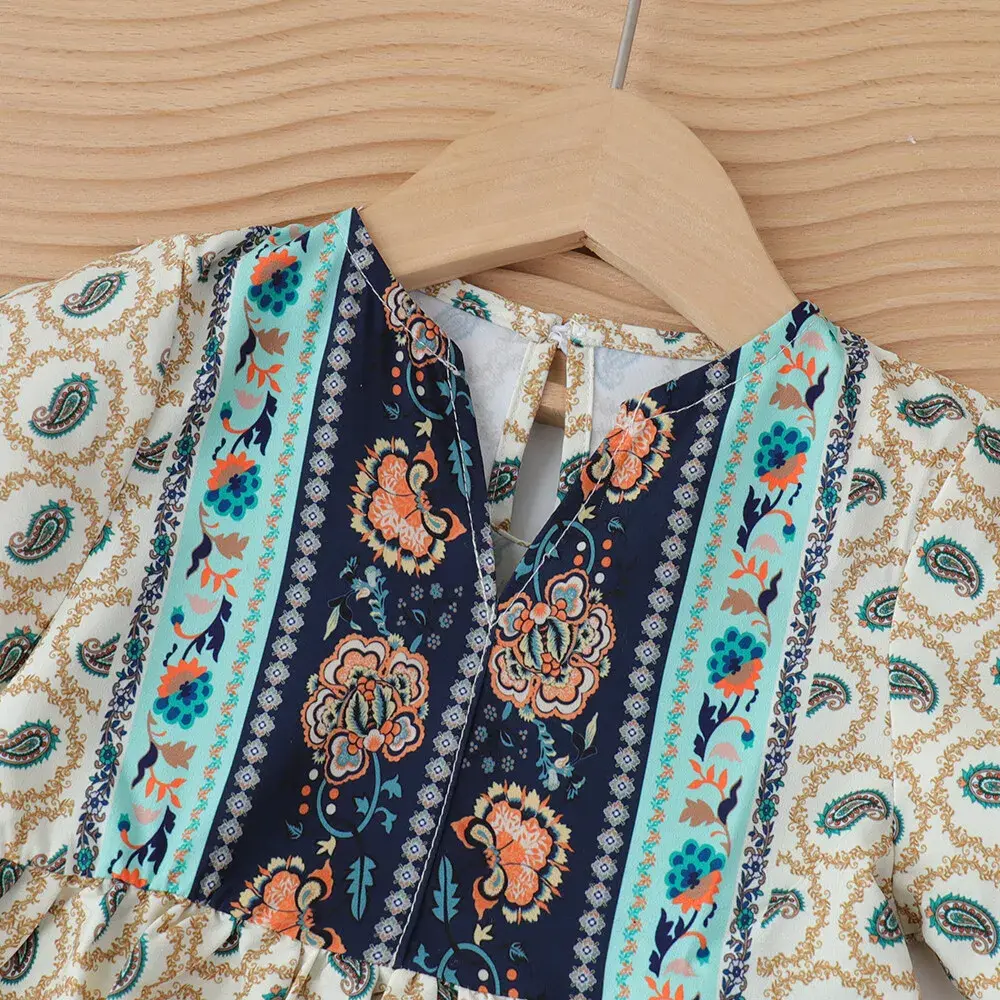 Bear Leader Kids Dresses for Girls Summer Casual Short Sleeves Flower Print Dress Children's Clothes Girl Clothes+Bag