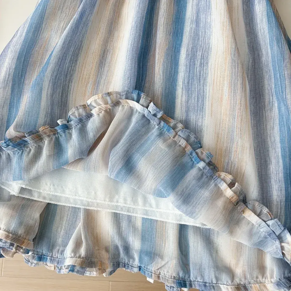 Bear Leader Summer Baby Girls Princess Dress Korean Version Sleeveless Ruffle Tie Dye Striped Printing Party Clothes 2-7 Years