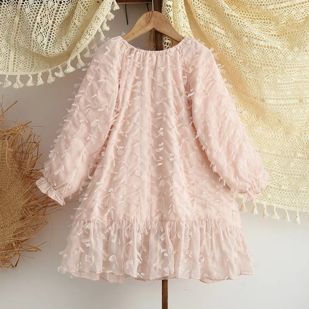 Bear Leader Autumn Pink Girls Casual Dresses with Lace Decoration One Shoulder Princess Dress Sweet and Cute Children's Clothing