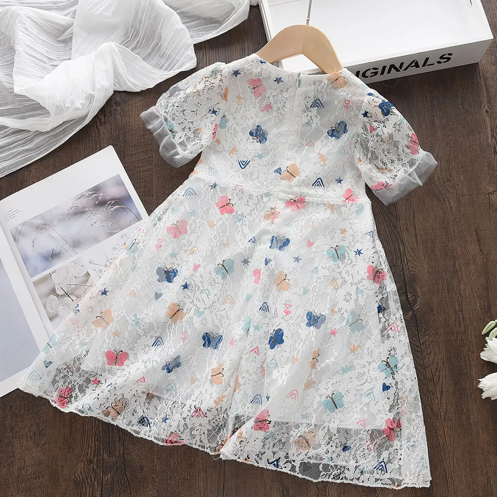 Bear Leader Girls Princess Dresses Summer Children's Clothing Print Butterfly Lace Bow Comfortable Dress Baby Costume Vestidos