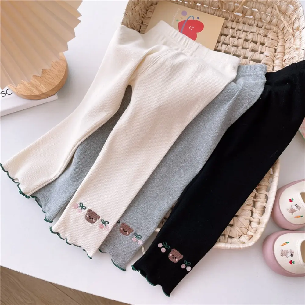 Bear Leader Autumn New Girls Clothes Cartoon Bear Cherry Printed Outerwear Pants Korean Version Solid Color Children's Clothing