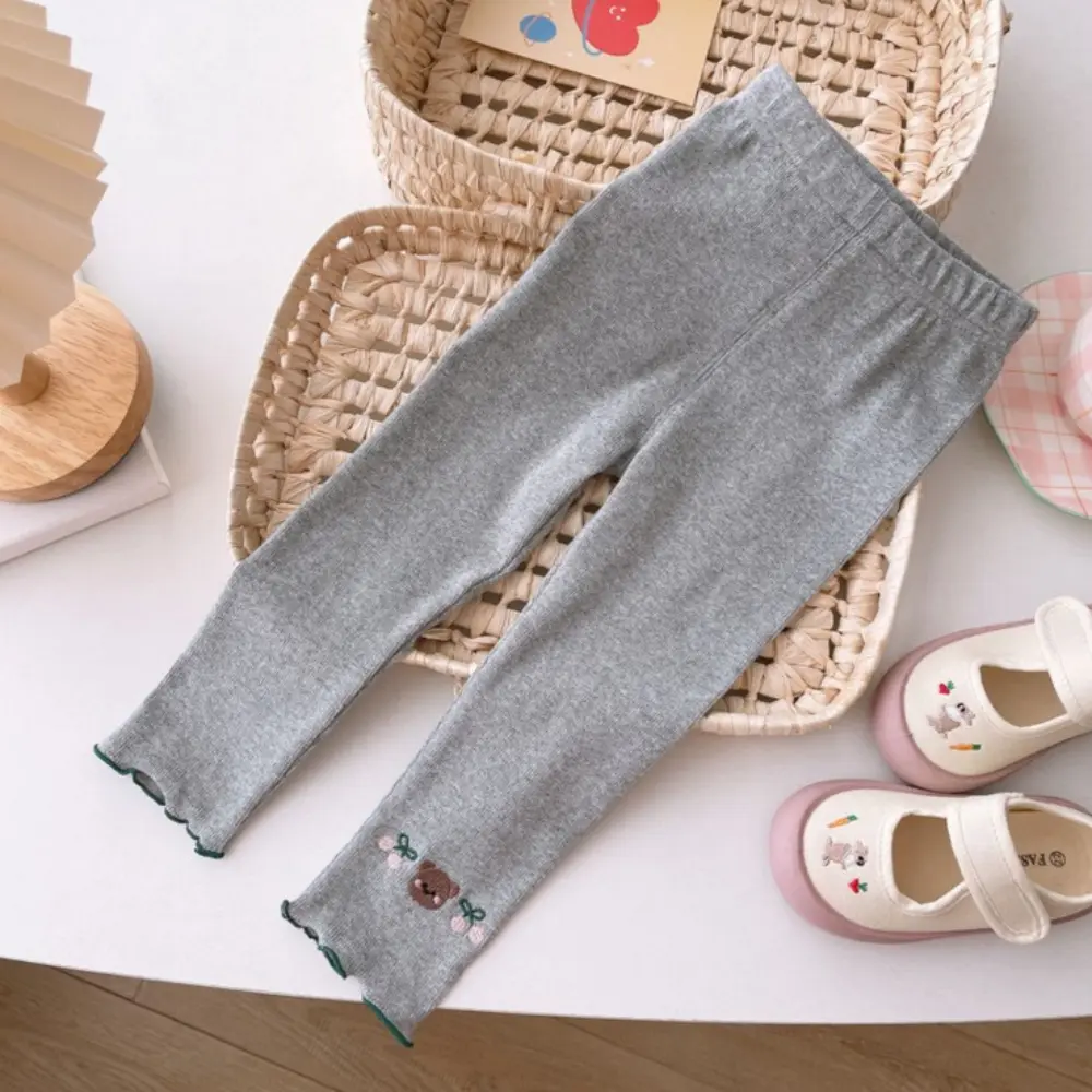 Bear Leader Autumn New Girls Clothes Cartoon Bear Cherry Printed Outerwear Pants Korean Version Solid Color Children's Clothing