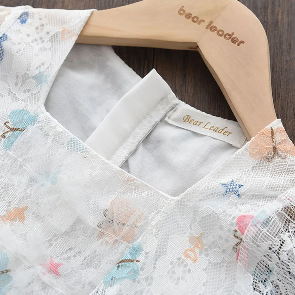 Bear Leader Girls Princess Dresses Summer Children's Clothing Print Butterfly Lace Bow Comfortable Dress Baby Costume Vestidos