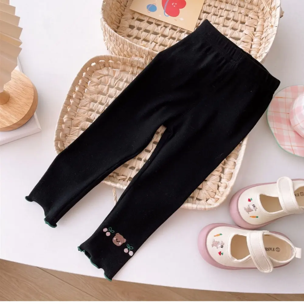 Bear Leader Autumn New Girls Clothes Cartoon Bear Cherry Printed Outerwear Pants Korean Version Solid Color Children's Clothing