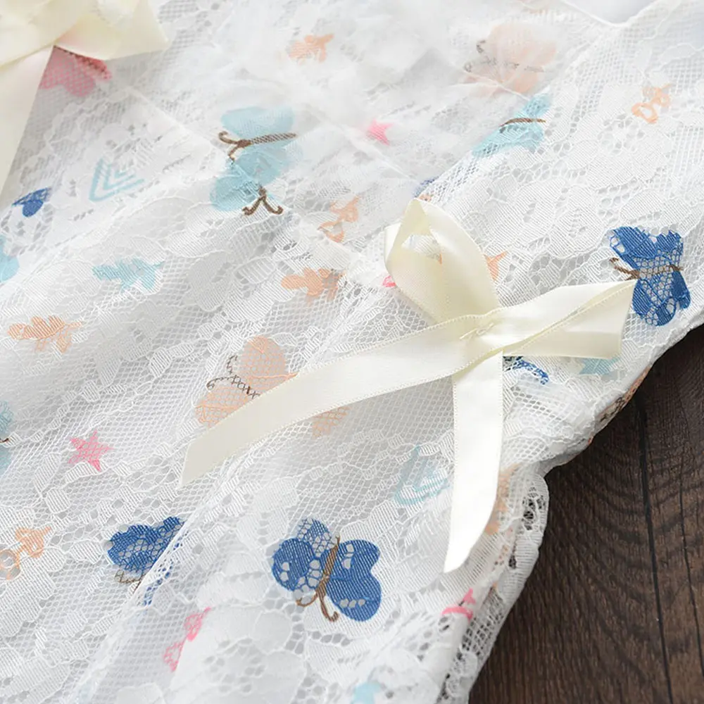 Bear Leader Girls Princess Dresses Summer Children's Clothing Print Butterfly Lace Bow Comfortable Dress Baby Costume Vestidos