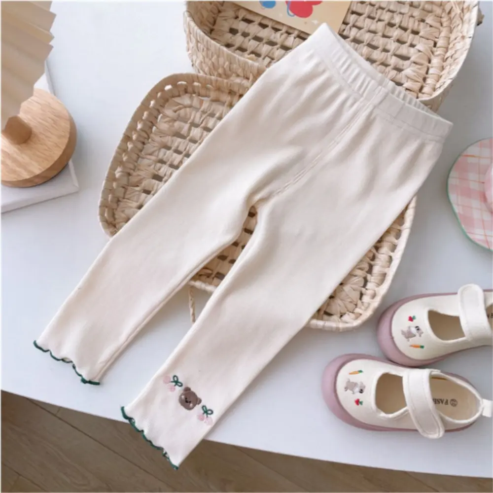 Bear Leader Autumn New Girls Clothes Cartoon Bear Cherry Printed Outerwear Pants Korean Version Solid Color Children's Clothing