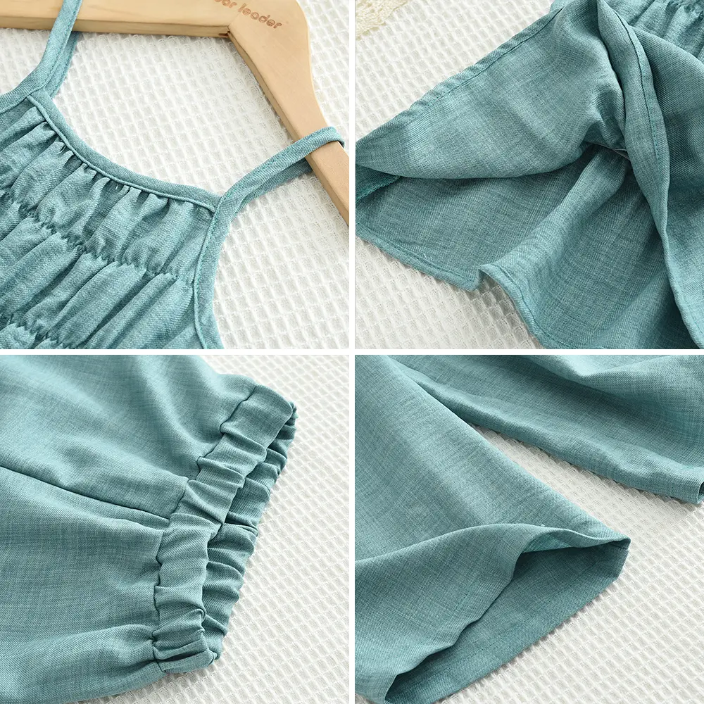 Bear Leader Summer Girl Clothes Fashionable Solid Color Elastic Suspender Top+pants Two-piece Sets Children's Casual Clothing
