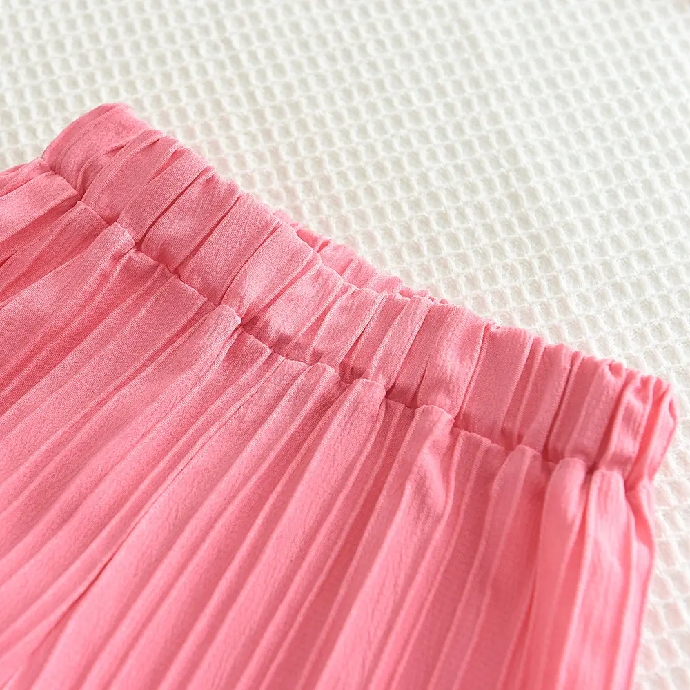 Bear Leader Summer 2024 New Girls Dress Suit Rose Red Lace Sash Dress