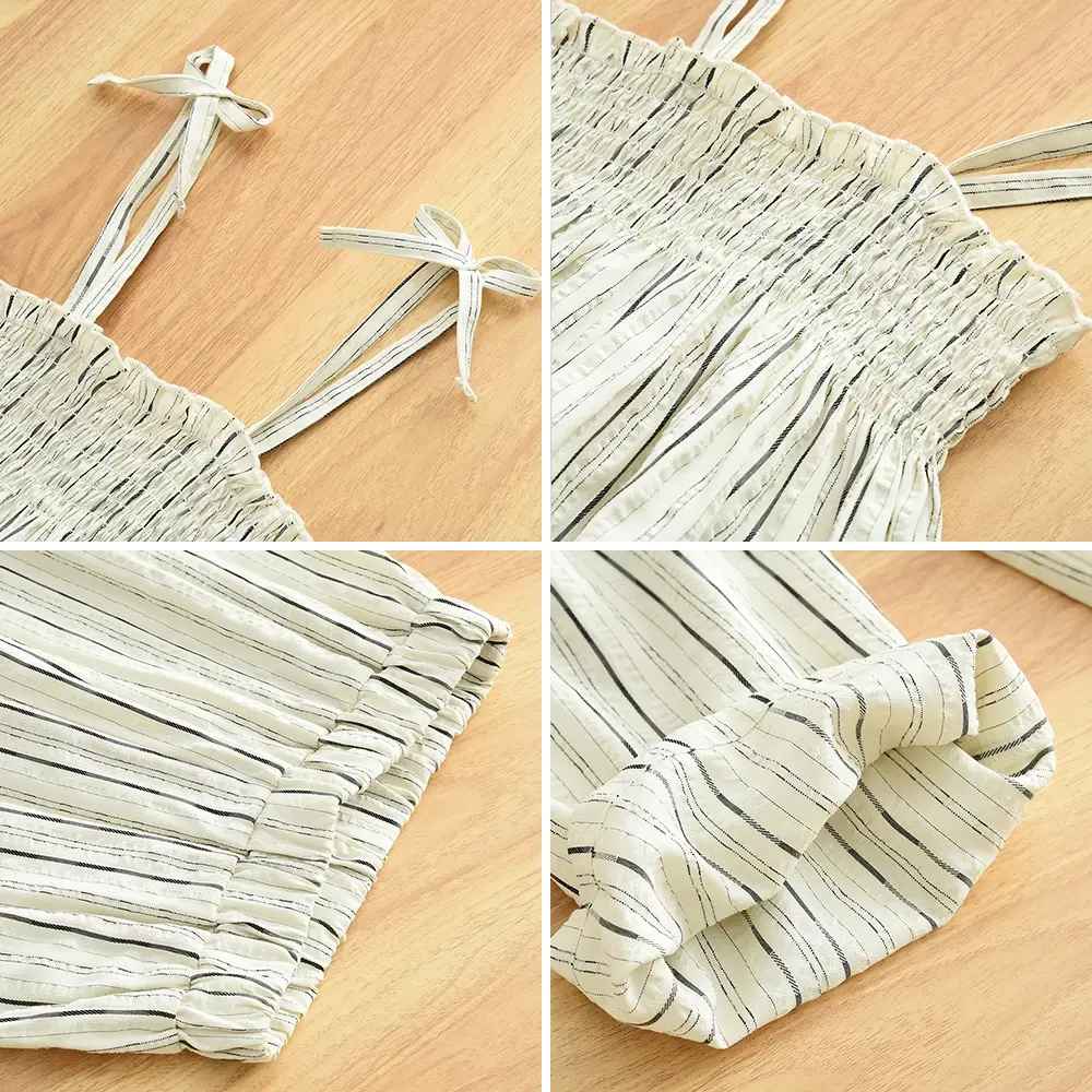 Bear Leader Children's Clothing Summer White Striped Elastic Suspender Top+pants Two-piece Sets Daily Wear Girl Clothes