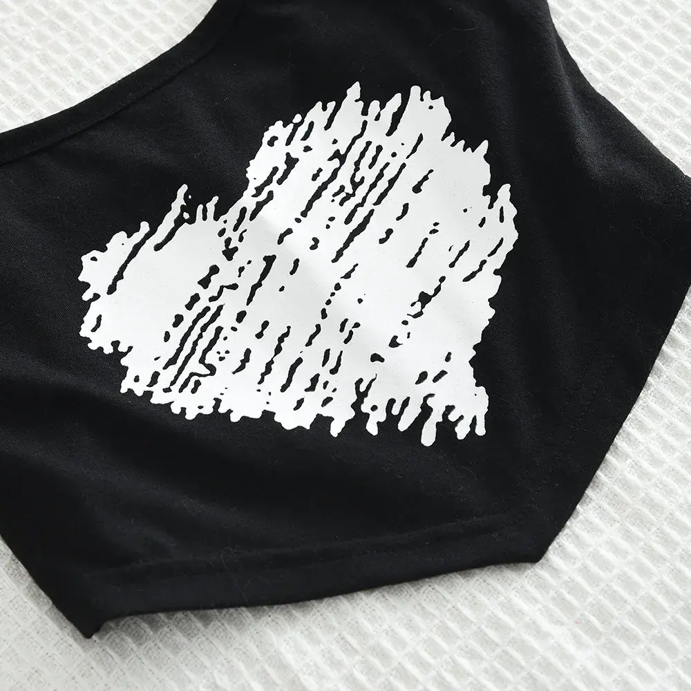Bear Leader Fashion New Children's Set Summer Love Printed Black Camisole Top+Pants Korean Version Plain Casual Girls Clothes