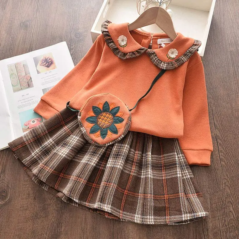Bear Leader Girls Clothing Sets 2Pcs Long Sleeve Sweater Suits Autumn Winter Sweatshirt + Skirt Outfits Xmas Children Costume