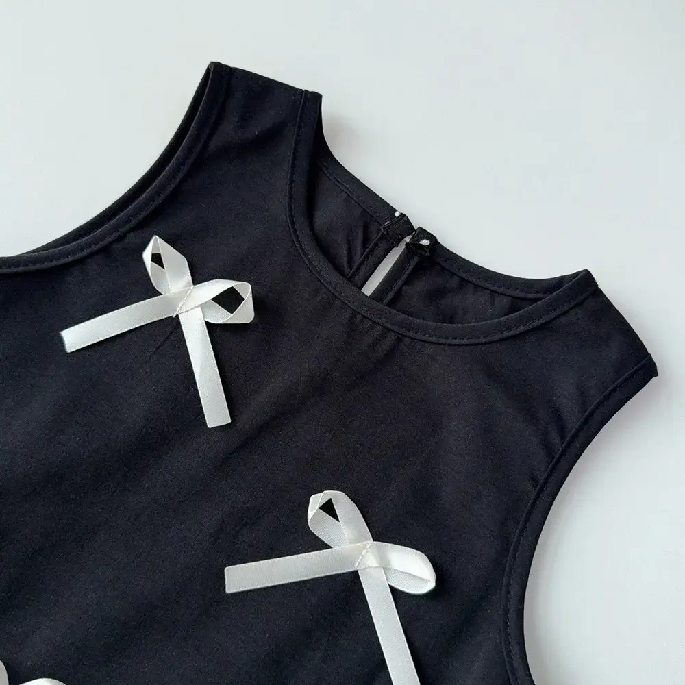 Bear Leader Summer Black Sleeveless Girls Dress Fashionable New Casual Kids Clothes Bow Decoration Splicing Princess Dresses