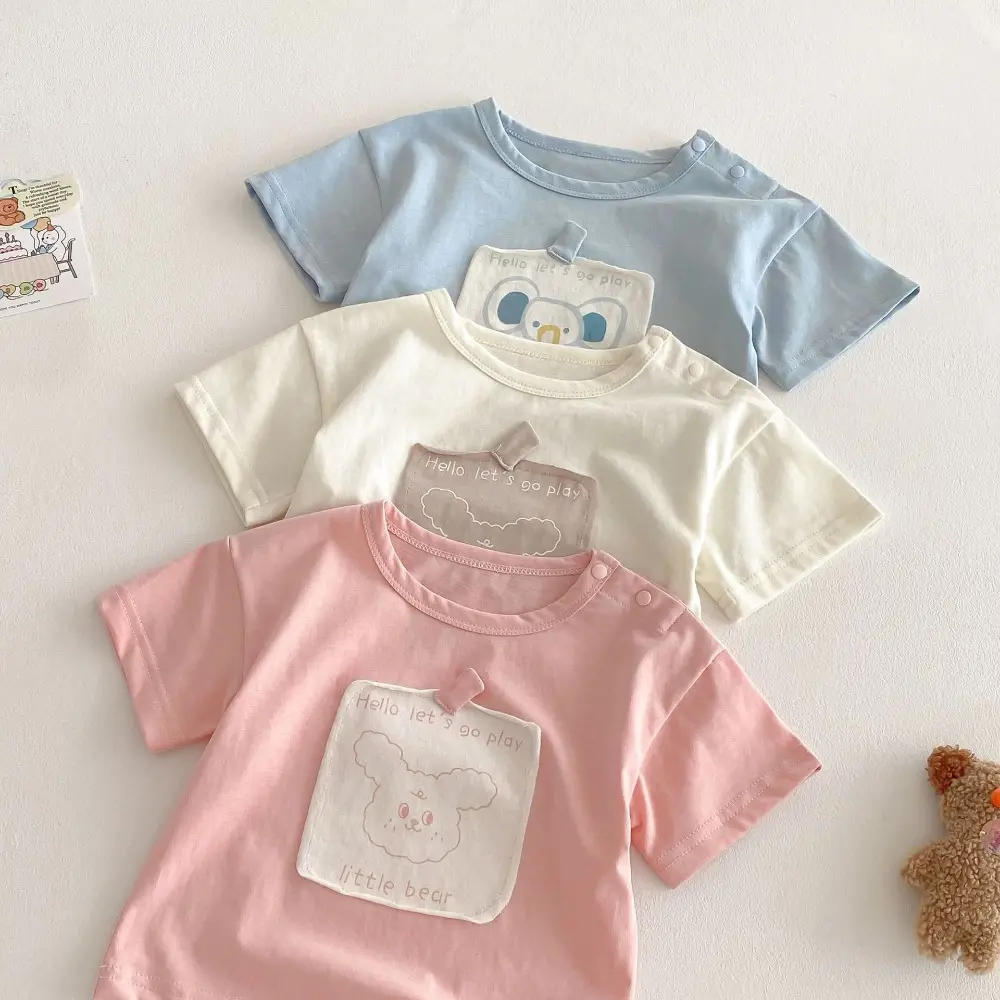 Bear Leader Summer New Children's Clothing Cartoon Printed Short Sleeved Girls Top Korean Version Casual Kids Clothes T-shirt