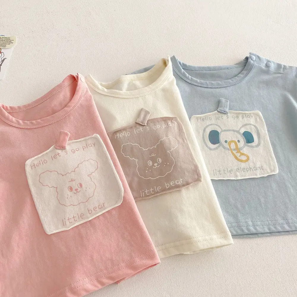 Bear Leader Summer New Children's Clothing Cartoon Printed Short Sleeved Girls Top Korean Version Casual Kids Clothes T-shirt