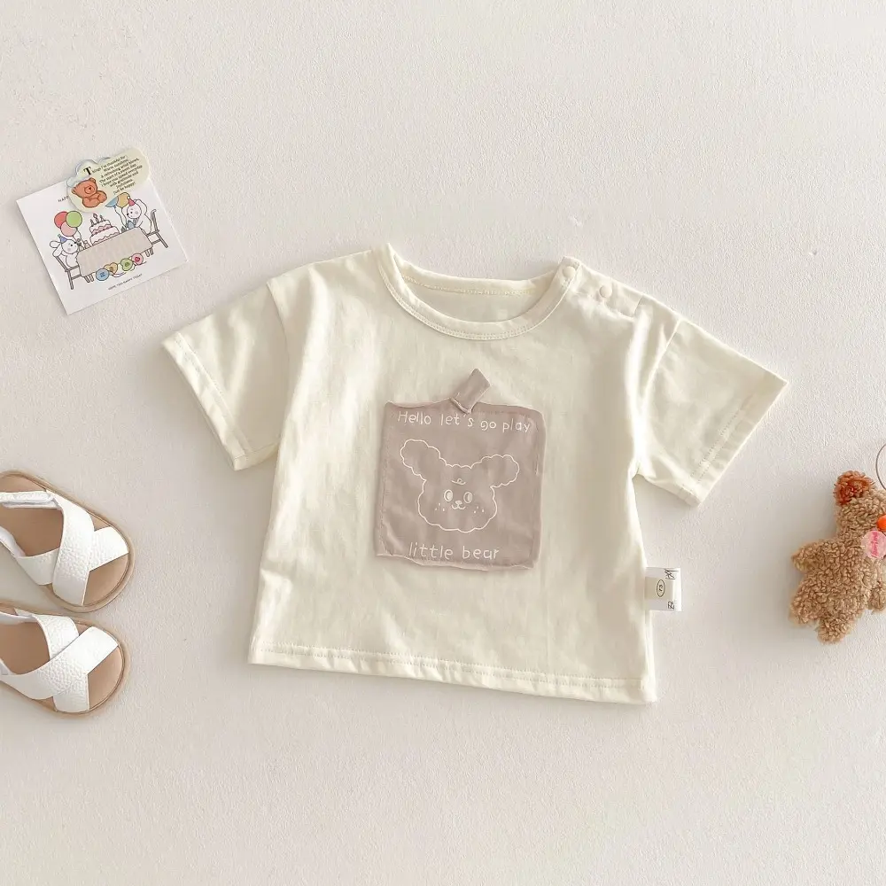 Bear Leader Summer New Children's Clothing Cartoon Printed Short Sleeved Girls Top Korean Version Casual Kids Clothes T-shirt