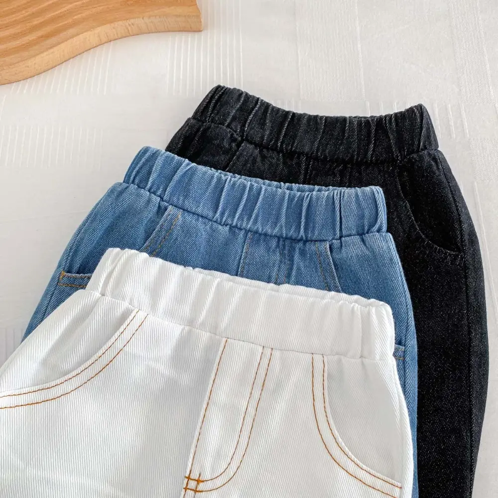 Bear Leader Spring and Autumn New Casual Jeans for Boys and Girls Aged 2-6 Korean Version Solid Color Pocket Children's Clothing