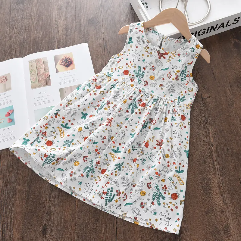 Bear Leader Girls Summer Sleeveless Dress New Fashion Casual Princess Costumes Kids Baby Flowers Casual Vestidos For 2-7 Years