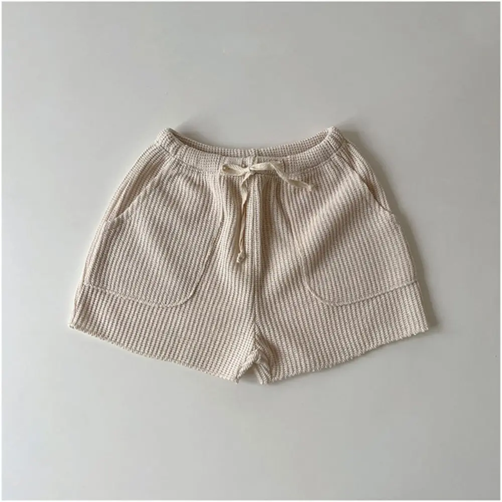 Bear Leader Korean Version Solid Color Baby Girl Suit Summer Casual Short Sleeved Top + Shorts 2-piece Set Kids Home Clothes