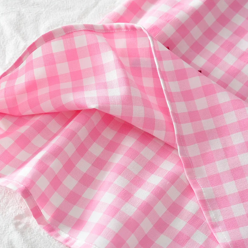 Bear Leader Korean Version Checkered Printed Girls Clothes Autumn Long Sleeved Pink Princess Dress Bow Children's Clothing