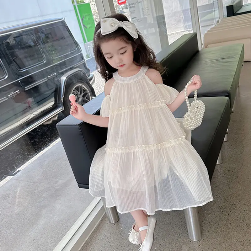 Bear Leader 2-7Y Girls Dress Summer Casual Girls Round Neck Bubble Sleeve Ruffle Princess Dresses Kids Clothes New Year Red