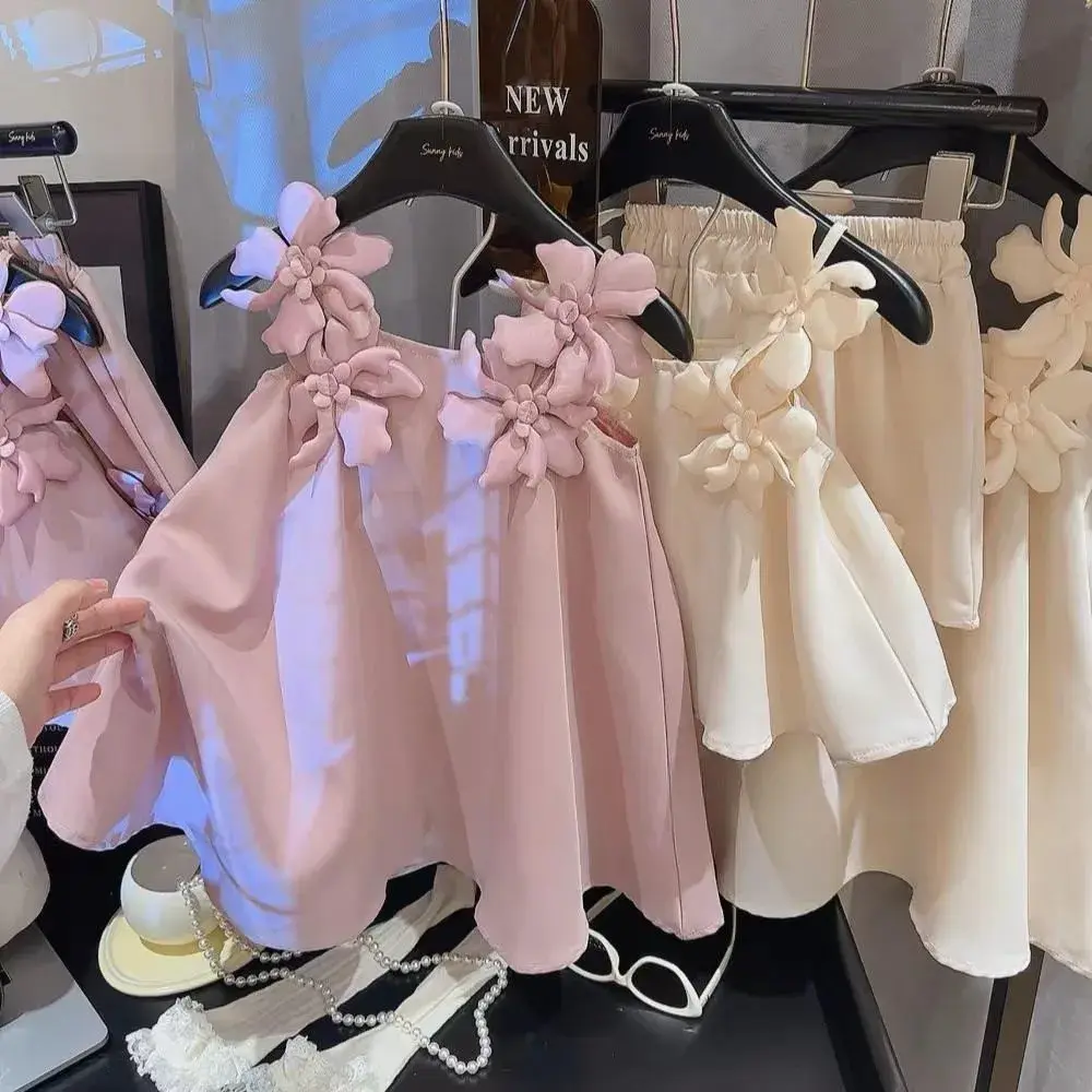Bear Leader Summer 2-7 Years 3D Flower Birthday Wedding Princess Dress Korean Version Sling Party Clothes Girls Casual Outwear